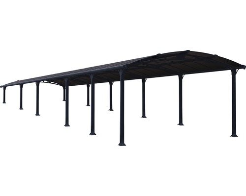 Lång, fristående baldakin med flera stöd