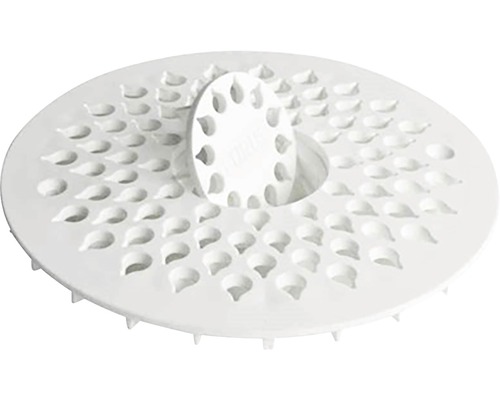 Vit avloppsplugg av plast med hål