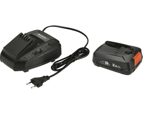Batteripaket GARDENA P4A PBA 18V/45 + AL1830 (2,5Ah batteri + snabbladdare) Gardena batteriladdare med 2,5 Ah batteri