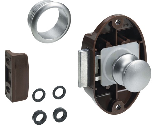 Möbellås HETTICH Push-lock Maxi komplettset brun/silver