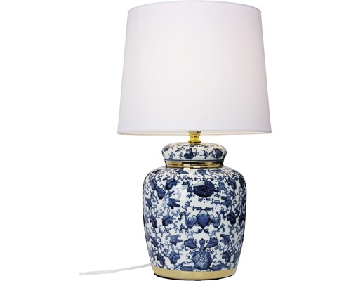 Bordslampa COTTEX Klassisk blå med gulddekor