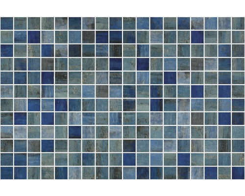 Poolmosaik Forest Blue glas blå blank 46,7x31 cm Mosaikplattor med kvadratiska, blå element