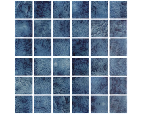 Poolmosaik Penta Arrecife blue blå blank 31,1x31,1 cm Mosaikplatta med abstrakta mönster för vägg- och golvdekoration