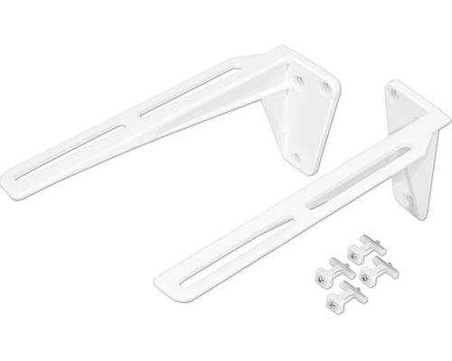 Två hyllkonsoler med fästmaterial