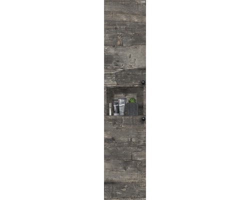 Högskåp 4AQUA med öppet hyllplan trästruktur grå