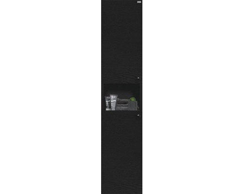 Högskåp 4AQUA med öppet hyllplan trästruktur svart