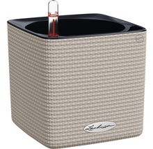 Fyrkantig blomlåda med bevattningssystem och vattennivåindikator