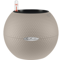 Rund blomkruka med bevattningssystem och Lechuza logotyp