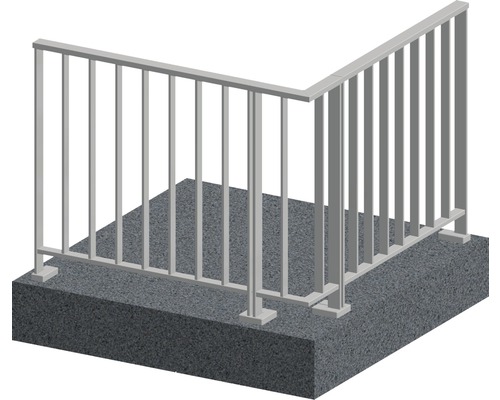 Räckesset PERTURA Triton L-form golv-/ markmontage gråbrun 2,5 m Räcke av metall på betong