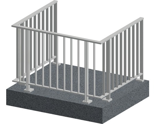 Räckesset PERTURA Triton U-form golv-/ markmontage gråbrun 4 m Illustration av ett trappräcke i metall.