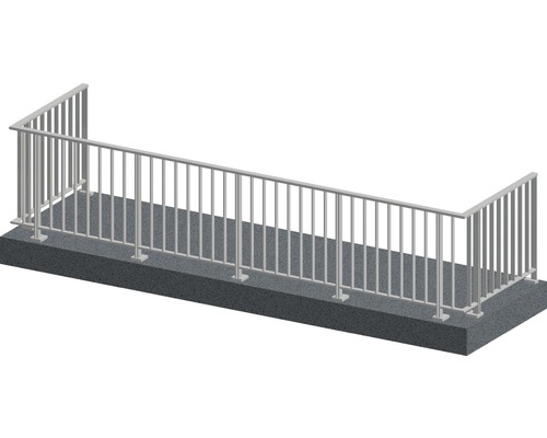 Räckesset PERTURA Triton U-form golv-/ markmontage gråbrun 7 m
