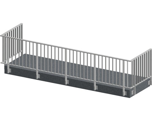 Räckesset PERTURA Triton U-form sido-/ väggmontage gråbrun 7 m