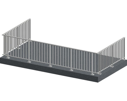 Räckesset PERTURA Triton U-form golv-/ markmontage gråbrun 9 m