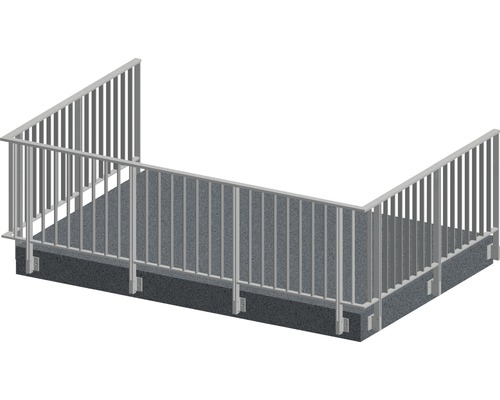 Räckesset PERTURA Triton U-form sido-/ väggmontage gråbrun 8 m