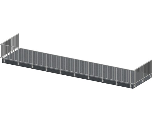 Räckesset PERTURA Triton U-form sido-/ väggmontage antracit 14 m