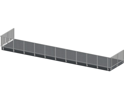 Räckesset PERTURA Triton U-form sido-/ väggmontage antracit 15 m