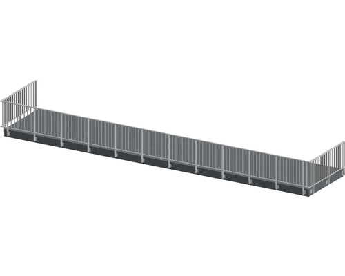 Räckesset PERTURA Triton U-form sido-/ väggmontage antracit 16 m