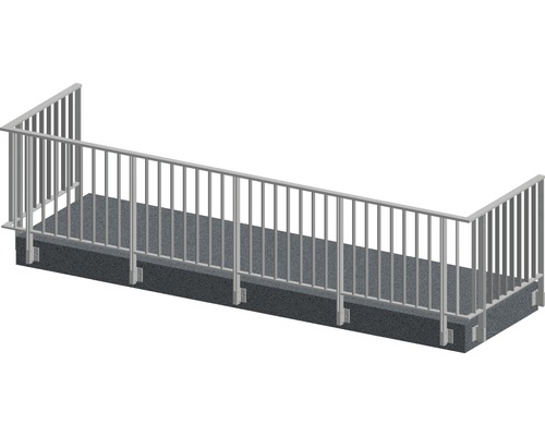Räckesset PERTURA Triton U-form sido-/ väggmontage gråbrun 6 m