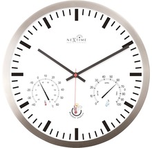 Väggklocka med temperaturdisplay och hygrometer