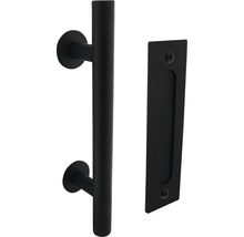 Skjutdörrhandtag INTERSTEEL Set T-modell Ø 25x305mm skjutdörrskål 220x60x6mm svart