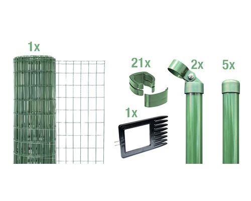 Stängselset ALBERTS Fix-Clip Pro-Set för nedgjutning 10x1,02m grön