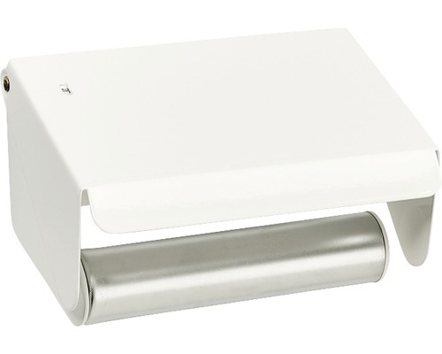 Toalettpappershållare HABO 3410 med lock vit rostfritt blank
