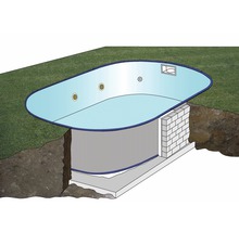 Nedgrävd pool GRE oval 700x320x120cm inkl. sandfiltersystem, skimmer, stege, filtersand, bottenskyddsfleece & anslutningsslang vit