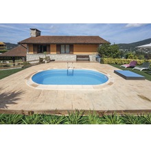 Nedgrävd pool GRE oval 700x320x120cm inkl. sandfiltersystem, skimmer, stege, filtersand, bottenskyddsfleece & anslutningsslang vit