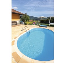 Nedgrävd pool GRE oval 700x320x120cm inkl. sandfiltersystem, skimmer, stege, filtersand, bottenskyddsfleece & anslutningsslang vit