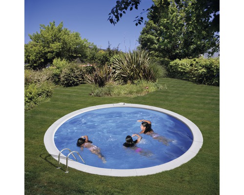 Nedgrävd pool GRE Ø350x120cm inkl. sandfiltersystem, skimmer, stege, filtersand, bottenskyddsfleece & anslutningsslang vit Nedgrävd pool GRE Ø350x120cm inkl. sandfiltersystem, skimmer, stege, filtersand, bottenskyddsfleece & anslutningsslang vit