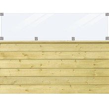 Synskyddsstaket med glasöverdel och träplankor