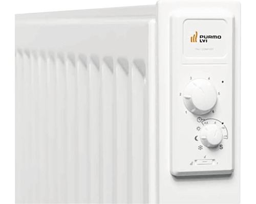 Detaljvy av ett element med kontrollpanel och temperaturregulator