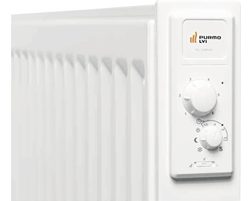 Detaljvy av ett element med kontrollpanel och temperaturregulator