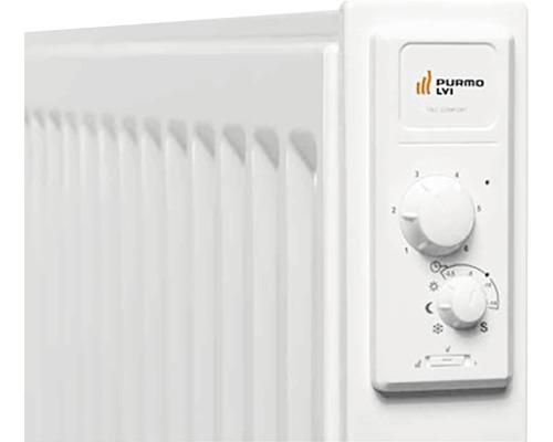 Närbild av ett element med vridknappar för temperaturkontroll