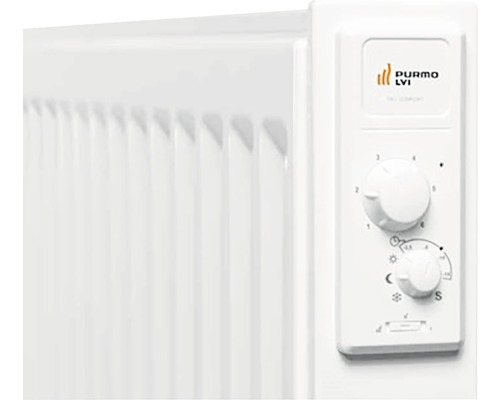 Detaljvy av en oljeradiator med kontrollelement