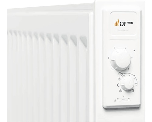 Detaljvy av ett element med vred för temperaturjustering