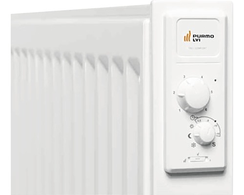 Detaljvy av en elektrisk oljeradiator med kontrollpanel