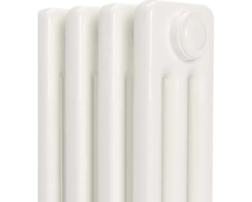 Närbild av ett vitt sektionsradiator