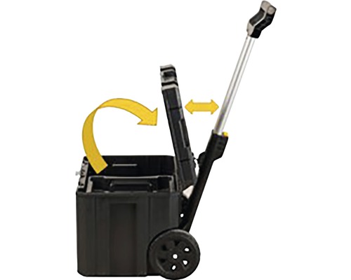 Verktygslåda med hjul och teleskophandtag för enkel förvaring och transport av verktyg