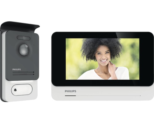 Porttelefon PHILIPS med bildskärm och tvåvägskommunikation svart Philips video-dörrtelefon med utomhus- och inomhusenhet