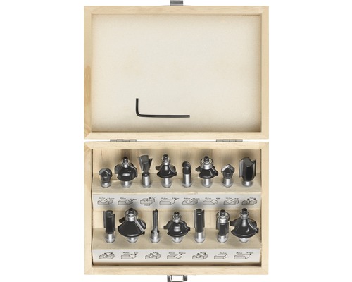 Frässats i trälåda med insexnyckel