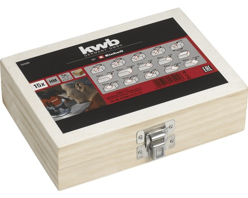 KWB Överfrässet med 15 delar i trälåda