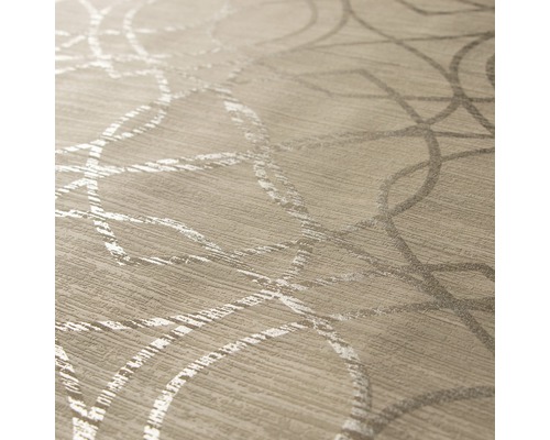 Närbild av en beige tapet med cirkelmönster