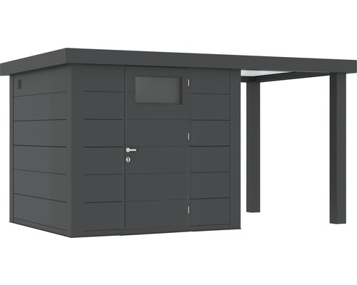 Modern redskapsbod med tak av metall