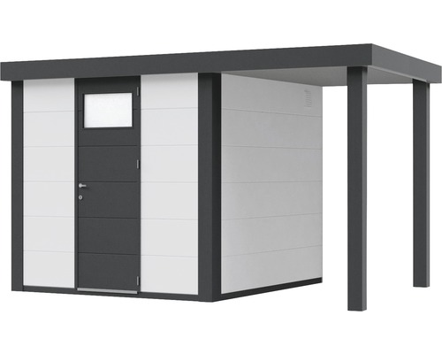 Redskapsbod med markis för förvaring av trädgårdsredskap och verktyg