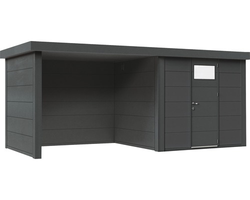 Trädgårdsskjul med integrerat skydd