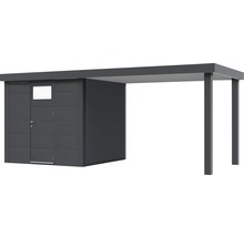 Modern trädgårdsskjul med tak och dörr