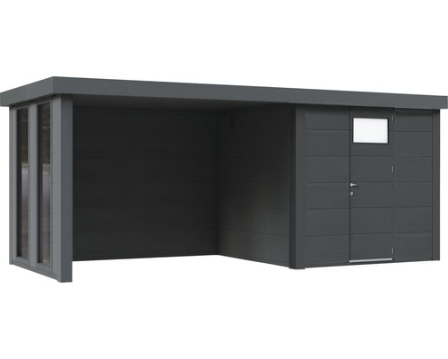 Trädgårdshus med markis och dörr