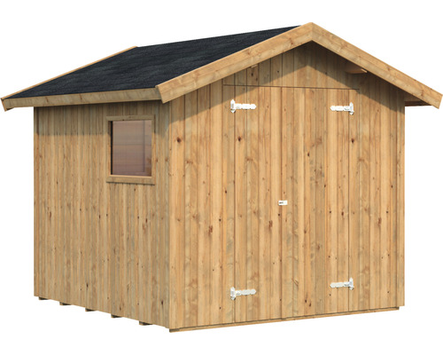 Trädgårdshus i trä med fönster och dörr