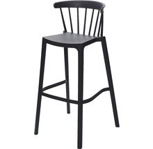 Svart barstol med ryggstöd och fotstöd